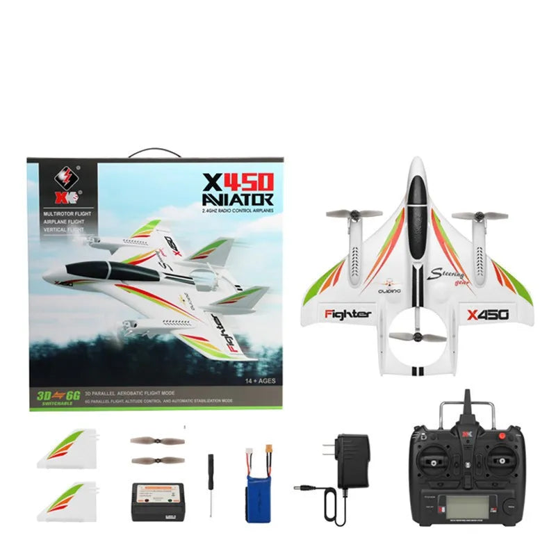 X450 Six-channel Fixed Wing Bubble Plane with EP0 composite airframe and brushless motors on a grass field