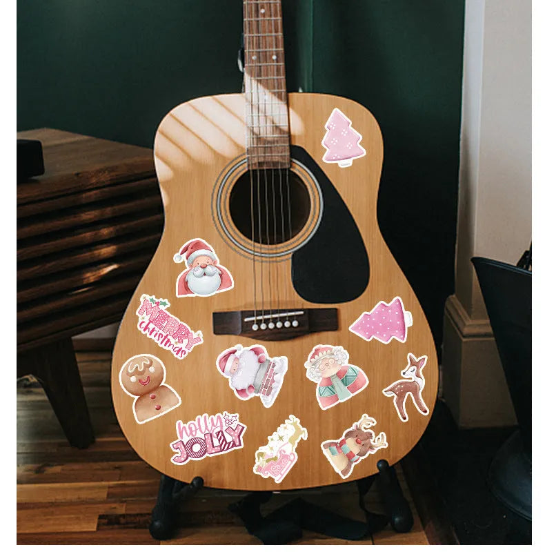 50 piece set of cute Christmas waterproof stickers ranging from 4 to 8 centimetres for car phone computer decoration