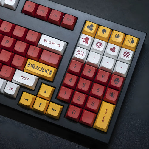 138-piece PBT sublimation keycap set with boy and girl colour matching design for mechanical keyboards.