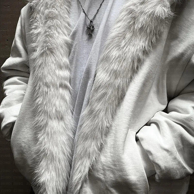 Unisex loose fit casual coat in solid black or white colour, shown with long sleeves and cardigan style.