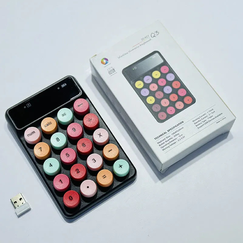 Mini portable wireless keyboard in Macaron colours including bright green option on desk