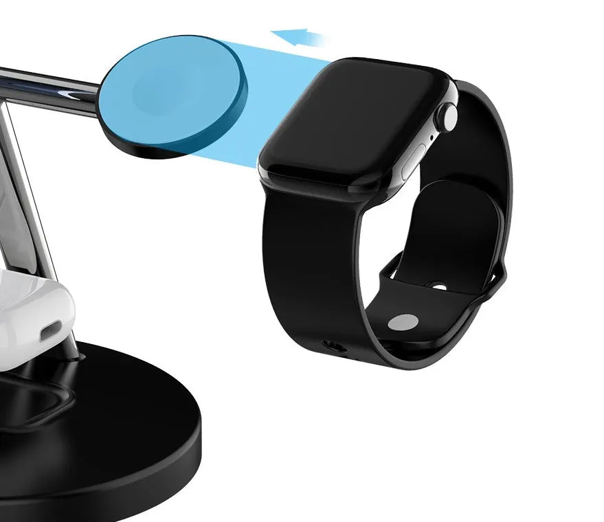 Three in one magnetic wireless charger, 175x120x85mm, black or white, USB interface, 9V input and output