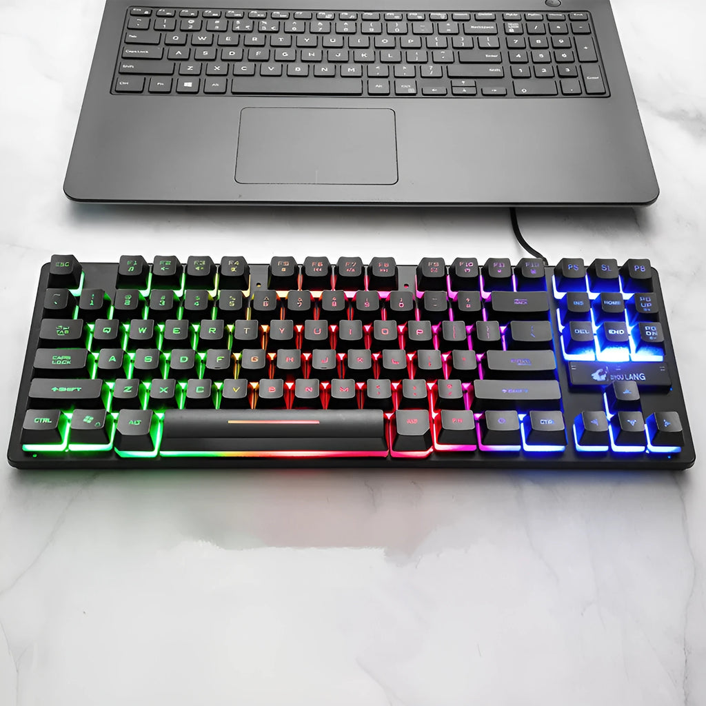 87-key mechanical gaming keyboard in black, wired USB, compact 36.5cm size