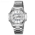 Men's steel strap watch with luminous multifunctional design, button cell battery, available in five colour finishes