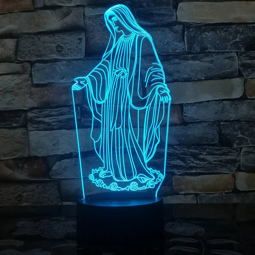 3D LED night light for kids with colourful dual-ring pattern on acrylic panel and remote control.