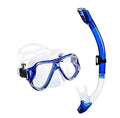 Anti-fog diving goggles with PC frame, silicone skirt, and adjustable strap in multiple colours.