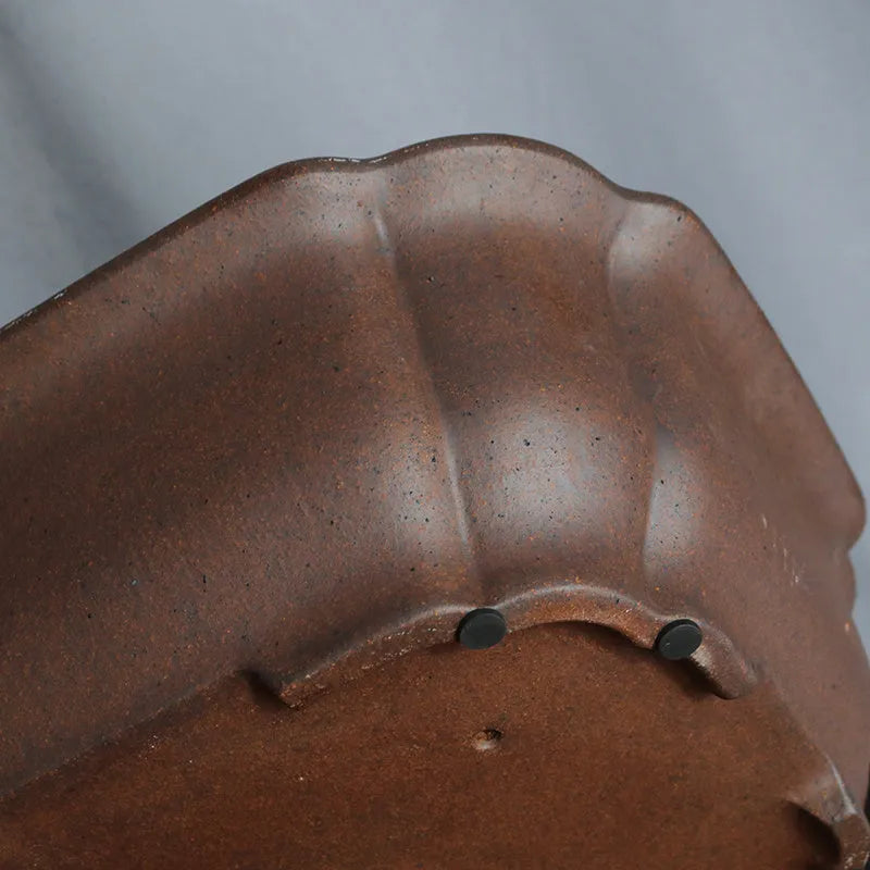 A rectangular purple sand ceramic bonsai flower pot with a modern minimalist design.