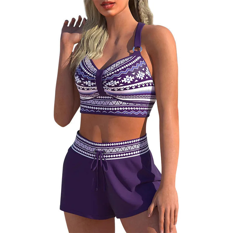 Women's two-piece polyester bikini set in print pattern available in multiple sizes