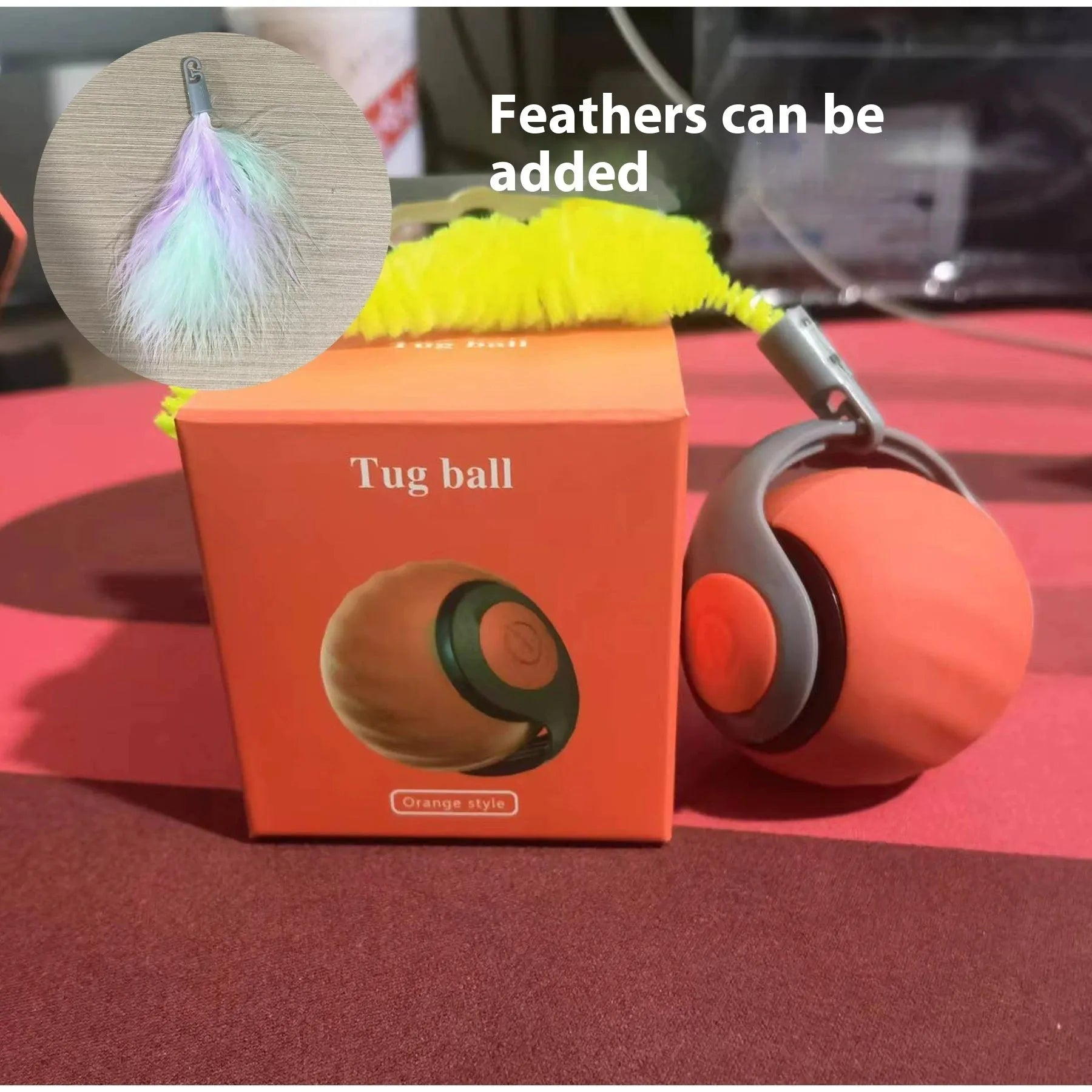 Automatic silicone cat toy spike ball in blue and red colours with Type-C charging port