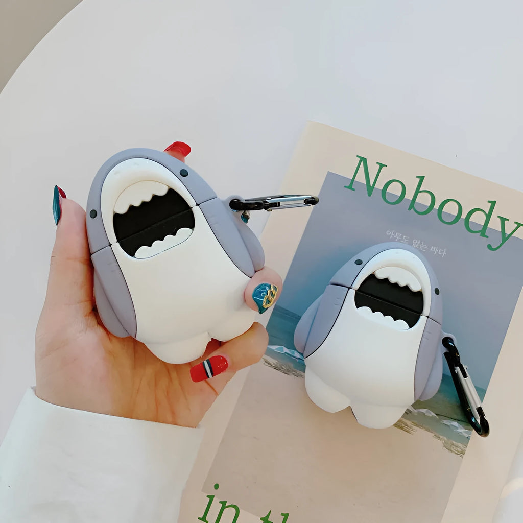 Shark design silicone protective cover for Apple AirPods 1 and 2 wireless charging case