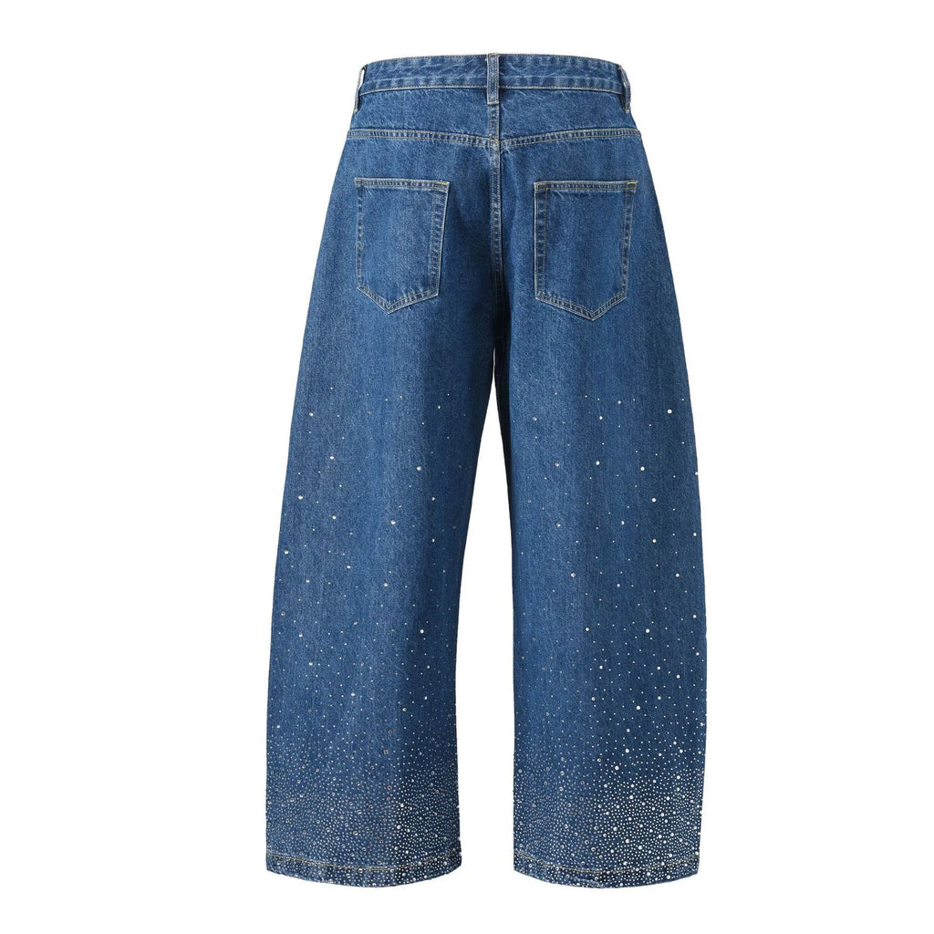 Loose-fitting wide-leg cotton trousers in black and blue colour options