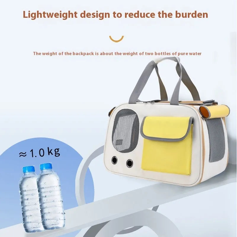 Portable foldable canvas pet bag in solid colour with single shoulder strap