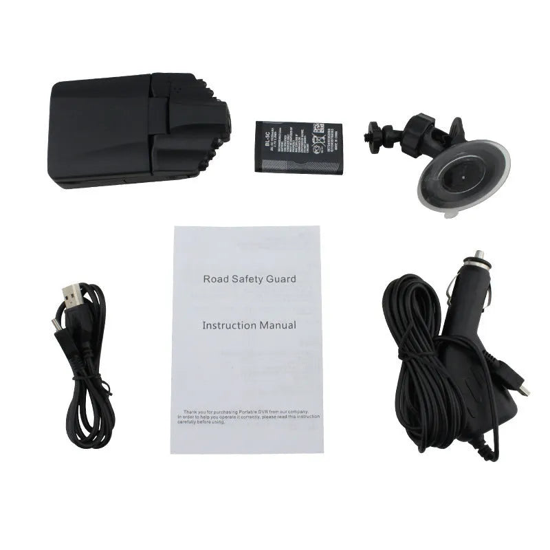 Black HD driving recorder with 2.4-inch rotating colour display, 1280 x 720P video, infrared night vision and USB output