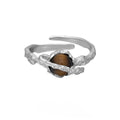Women's Saturn open ring with adjustable size in white gold colour