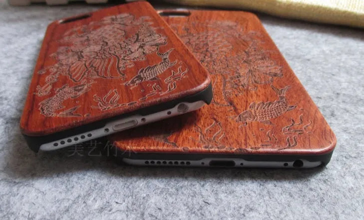 Rosewood laser engraved woodcarving phone case for Apple iPhone models