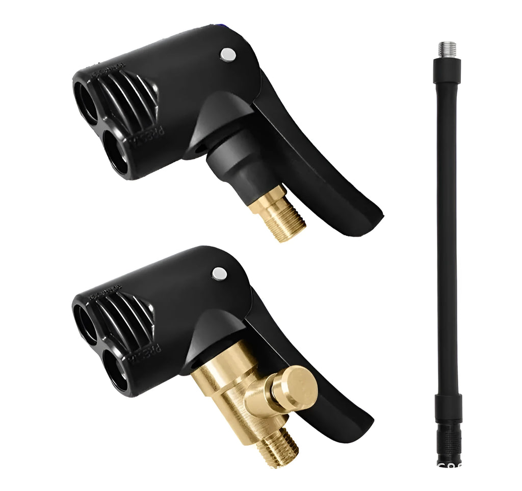 Vehicle air conversion inflatable chuck two-in-one nozzle with hose and connectors