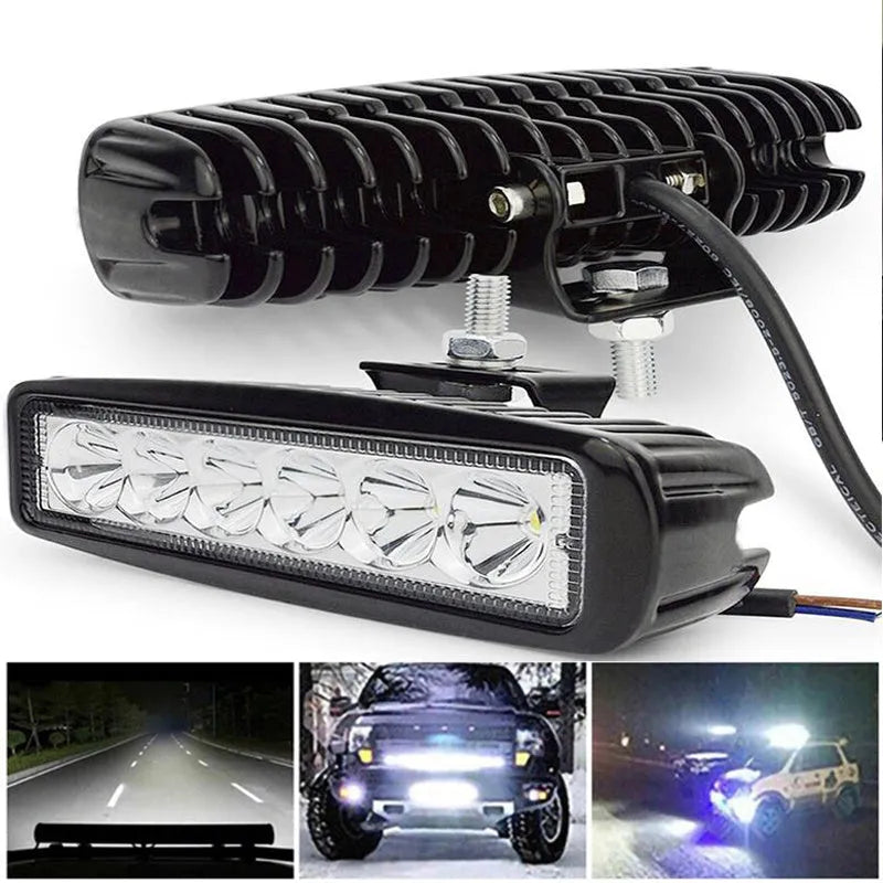 Black die-cast aluminium car auxiliary spotlight with clear lens and bracket.