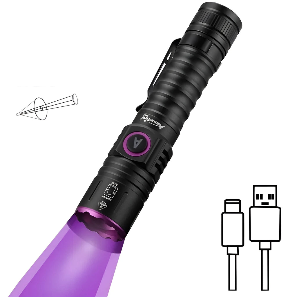 UV ultraviolet banknote verification flashlight with 5W aluminium alloy body 365NM or 395NM