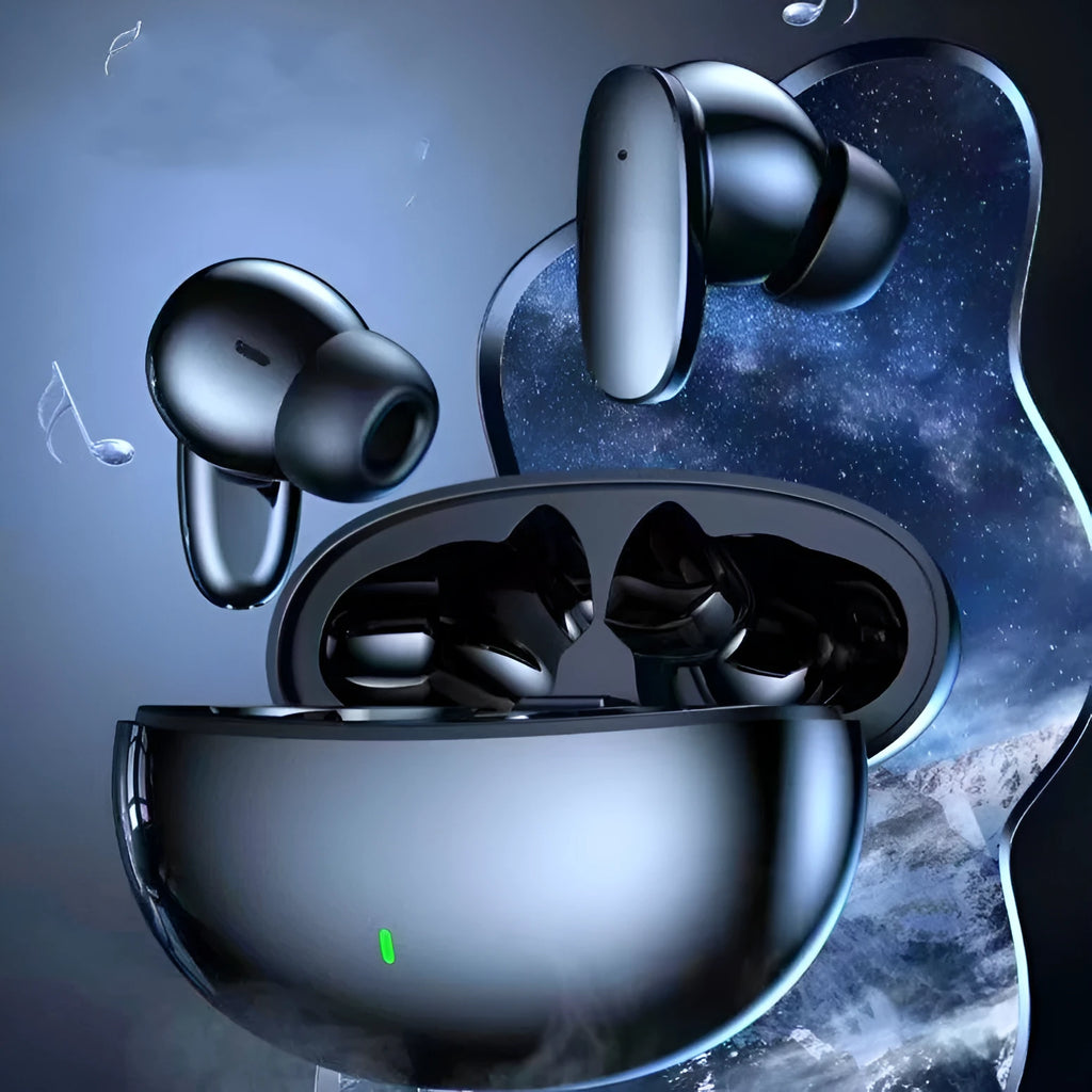 S90 White wireless Bluetooth earphones in-ear with noise reduction digital display and breathing light
