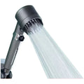 A portable ABS plastic shower head with a modern design, shown with three spray mode icons.