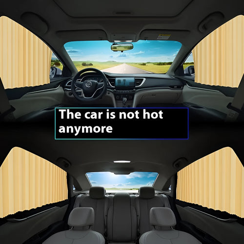 Car magnetic sunshade polyester four-piece set in silver colour for full car window coverage