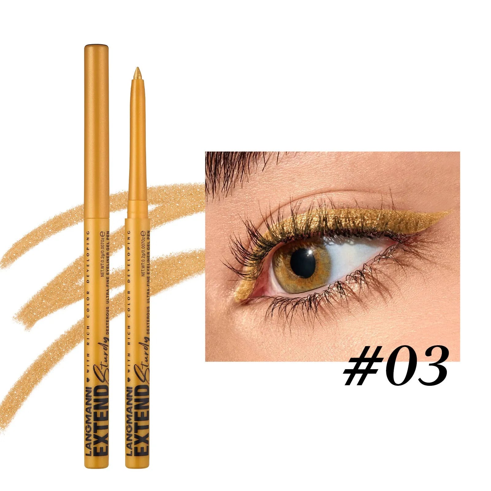 Set of 12 colourful gel glitter eyeliner pencils in vibrant shades for waterproof, long-lasting makeup.