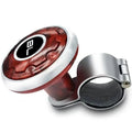 Universal metal steering wheel assist knob with steel ball bearing, shown in black, silver, carbon fibre, electroplating and wood grain colour options