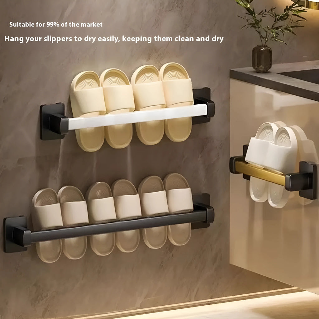 Wall-mounted bathroom slipper rack with seating function in Nordic style design