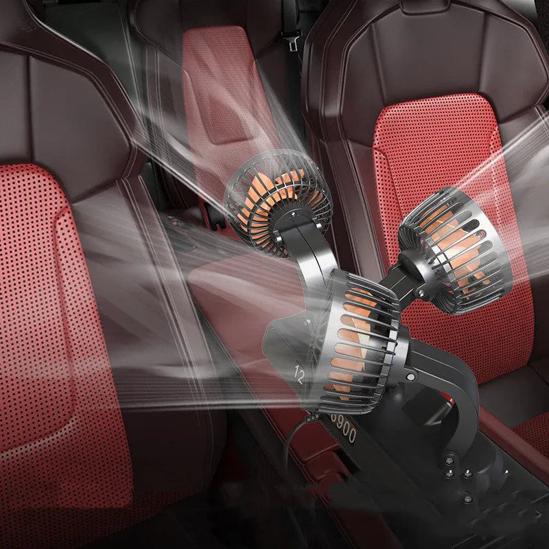 Three head automotive electric cooling fan with adjustable heads and 1.3 metre power cable