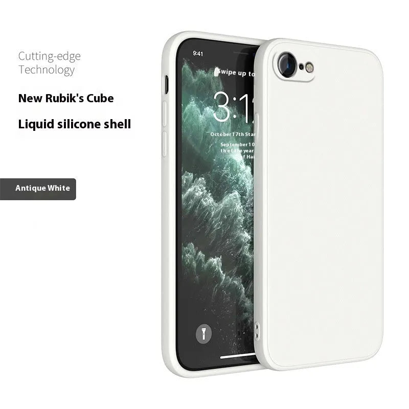 Straight cube liquid silicone phone case in antique white for iPhone 7, 8, 8 Plus, and SE 2nd Generation