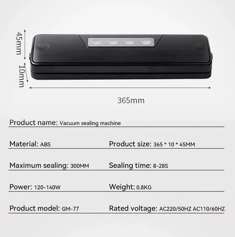 White compact automatic vacuum sealer machine with wireless charging capability for food preservation