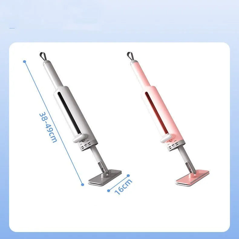 Self-squeeze mini flat mop with microfiber pads and crevice brush in pink, grey or white
