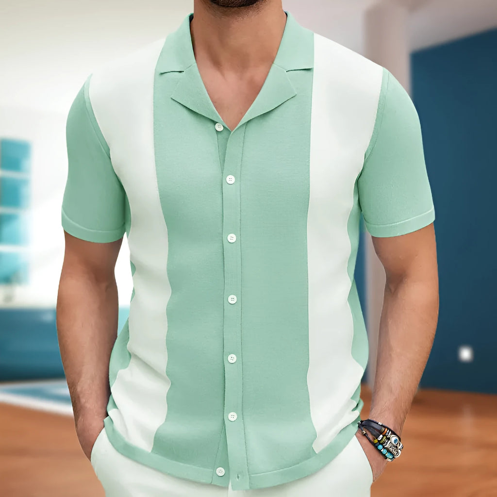 Men's Tencel polo shirt in green, wine red, or black, sizes M to 3XL, business casual style.