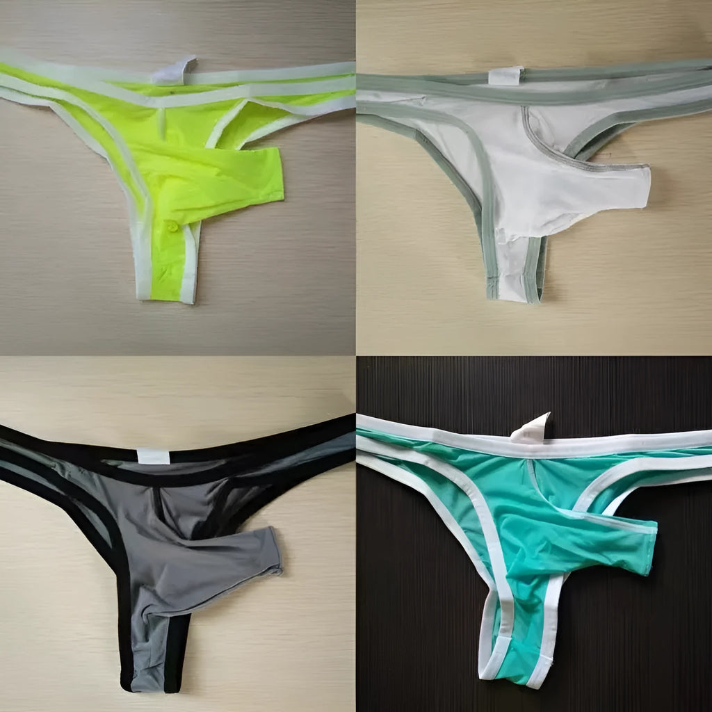 Men's Army Green ice silk briefs showcasing the contoured elephant nose pouch design on a white background.