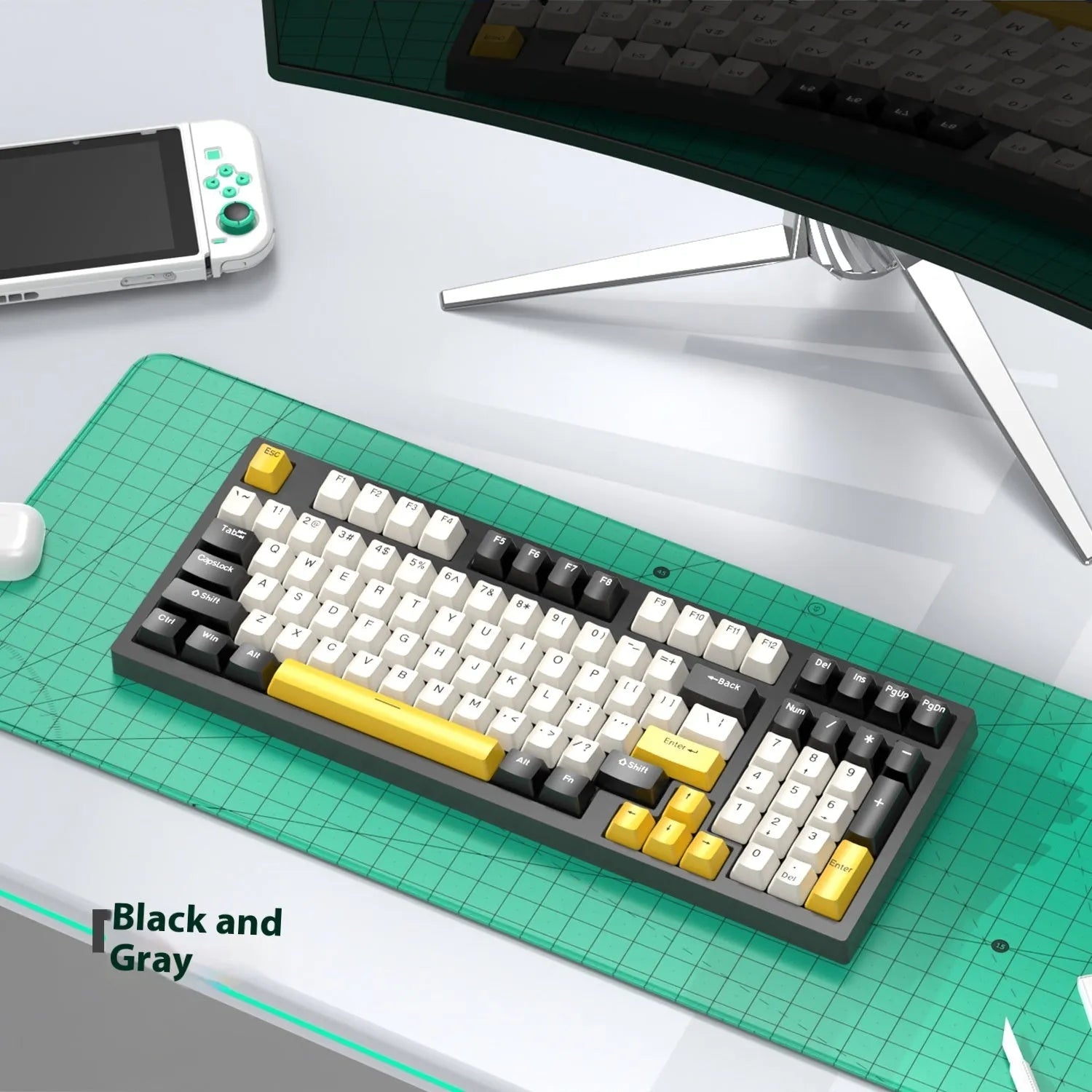 K98 mechanical keyboard with T7 wireless mouse in multiple colour options including black socks and xiaguang purple variants