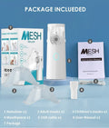 Handheld compressed micro-mesh nebulizer with bilateral masks, medical PVC, mute operation, battery or plug-in power.