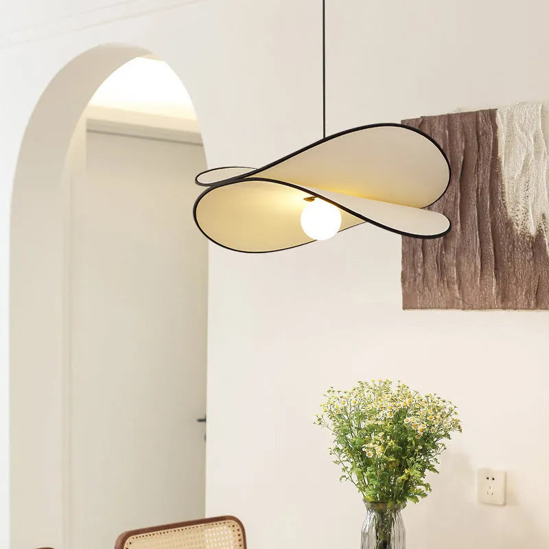 French style artistic chandelier pendant light with fabric potato chip shade in modern simplicity design