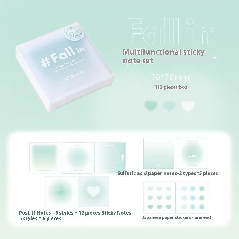 70 x 70mm multifunctional notepad with gradient parchment paper sheets in paper brick shape