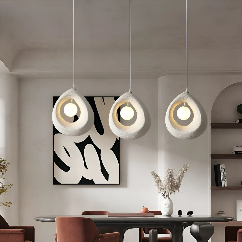 Retro style pendant chandelier with milky white rectangular lampshade