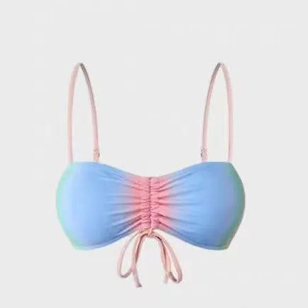 Women's lace-up bikini swimsuit with adjustable front in triangle fashion style