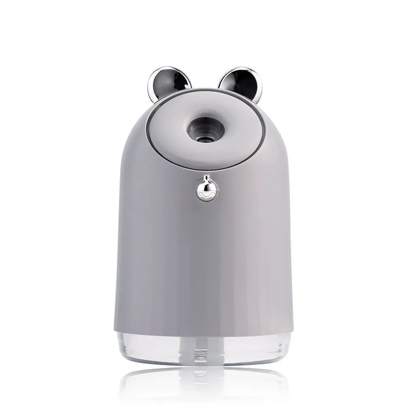 Compact USB humidifier table lamp with 250ml water tank, 145mm height, available in blue colour, sitting on a desk
