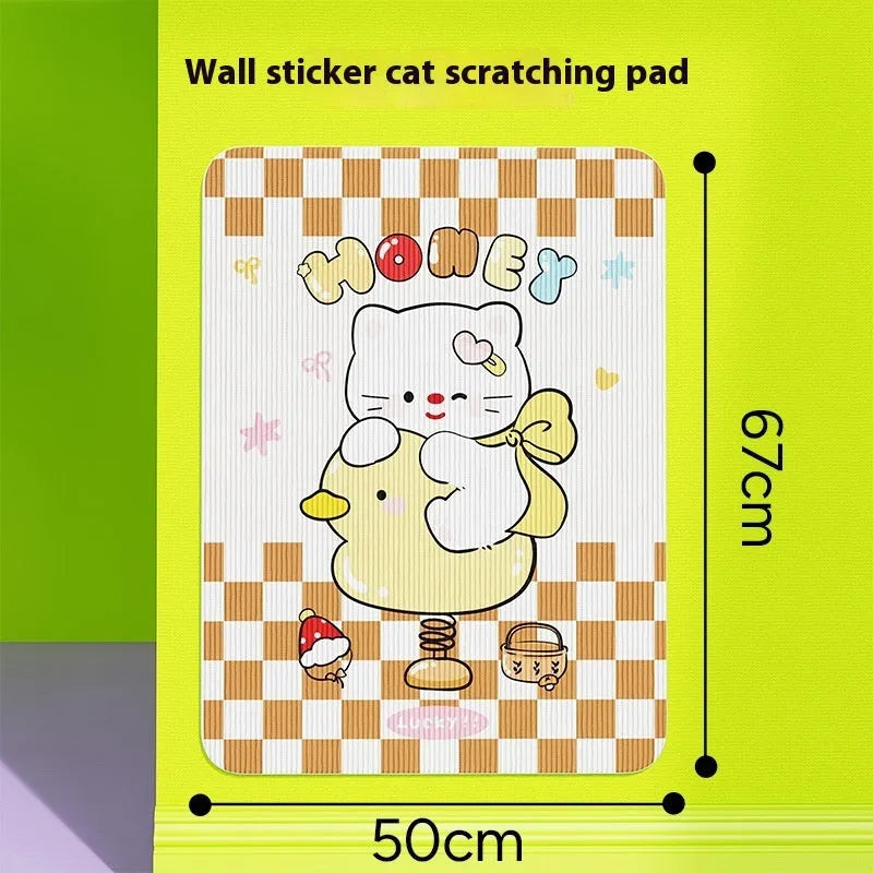 Cartoon felt cat scratch board wall vertical with happy kitten polar fleece design for dogs and cats