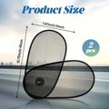 Black breathable mesh car side window sunshade stretched over glass with visible suction cups.