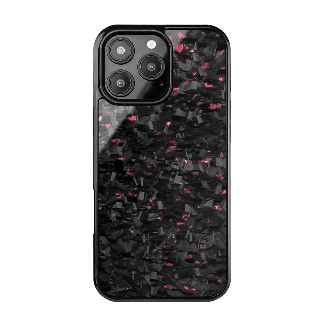 Carbon fibre forging twill magnetic phone case for iPhone 16 Pro Max in black half pack style