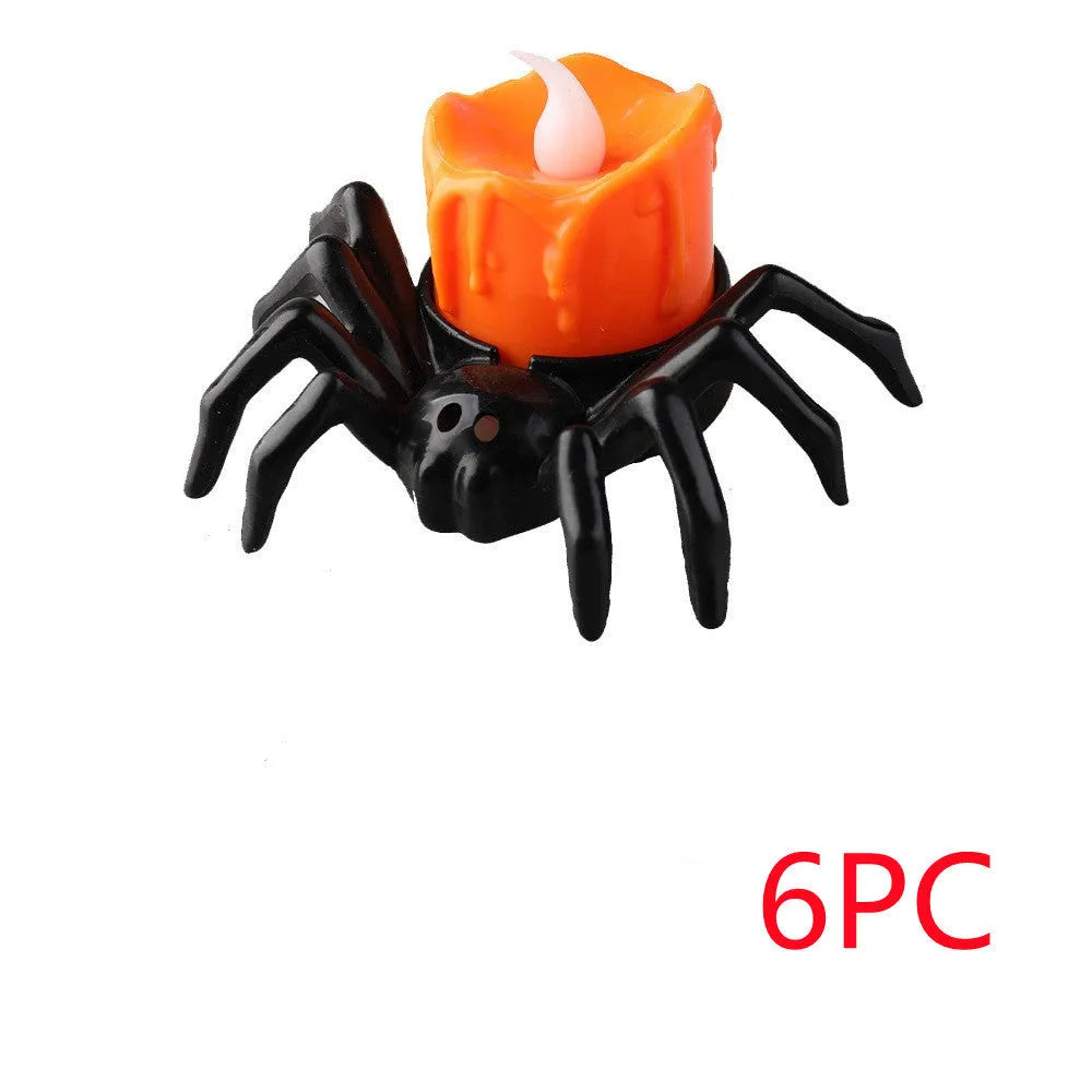 Halloween spider candlestick ornament plastic 7x8.5x5cm battery-powered light Spider lamp colour