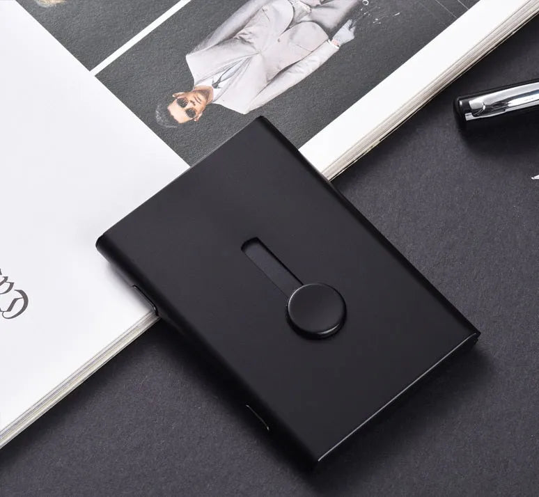 Aluminium hand push card case with 6-layer storage and RFID protection
