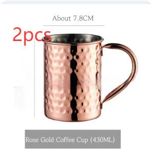 Stainless steel Moscow Mule cup with copper-plated finish in silver, gold, rose gold or black colour options