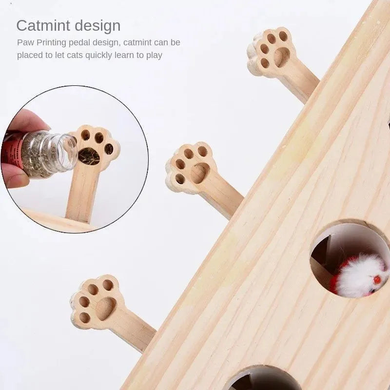 Cardboard cat scratcher and whack-a-mole toy in cloud gopher design for indoor adult cats