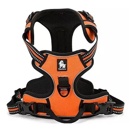 Truelove padded reflective nylon dog harness with front and back clips, orange colour