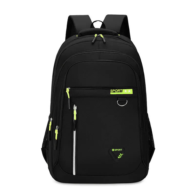Men's Oxford cloth schoolbag in black with air pillow belt system and 20-35L capacity